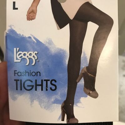 Lot of  2 L'eggs Fashion Tights Size L Black Control Top